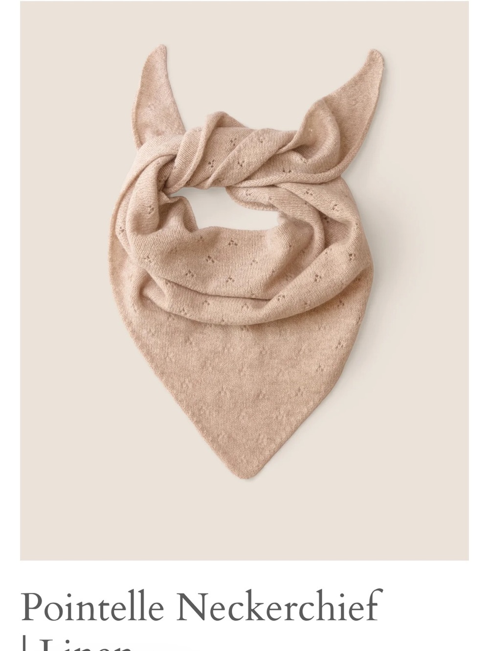 Pointelle Neckerchief - Beige Merino Triangle Scarf